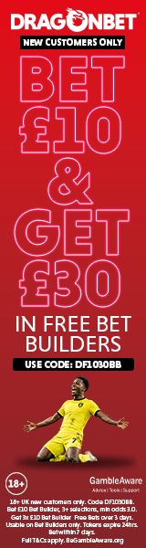 DragonBet: bet £10 get £30 in free bets. 18+. Gamble responsibly.
