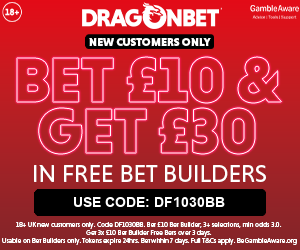 DragonBet: bet £10 get £30 in free bets. 18+. Gamble responsibly.