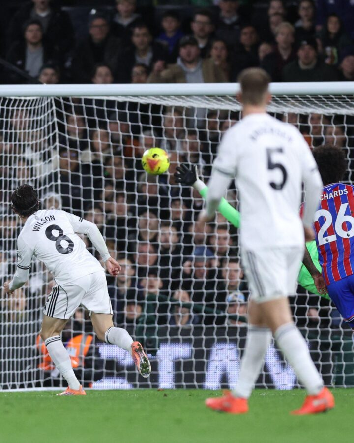 Harry Wilson scores a goal for Fulham against Crystal Palace