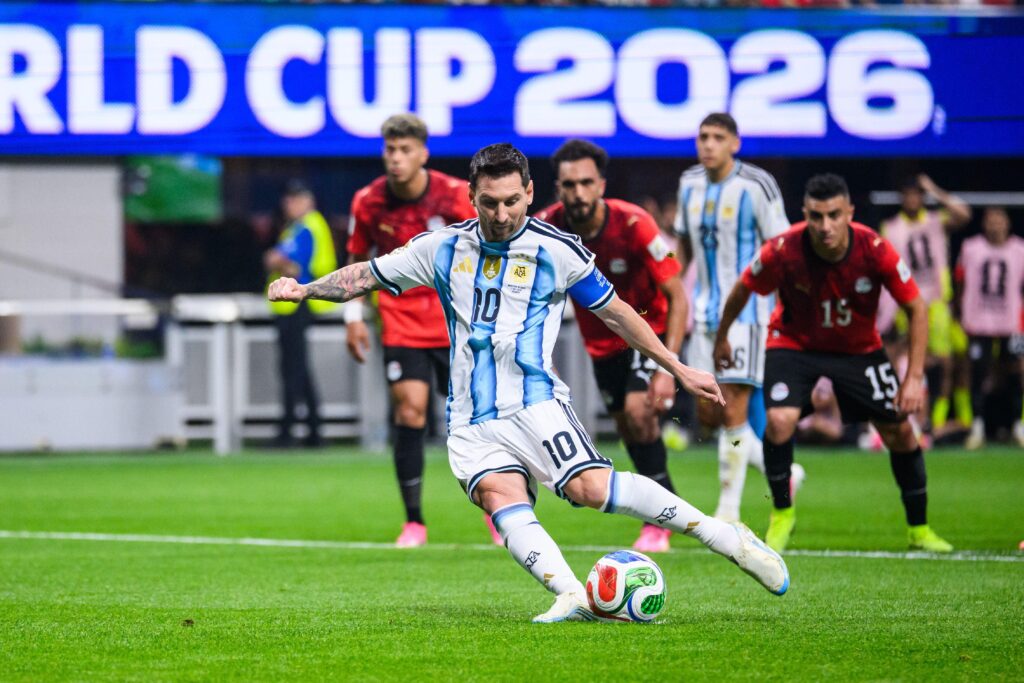Lionel Messi taking a penalty for Argentina